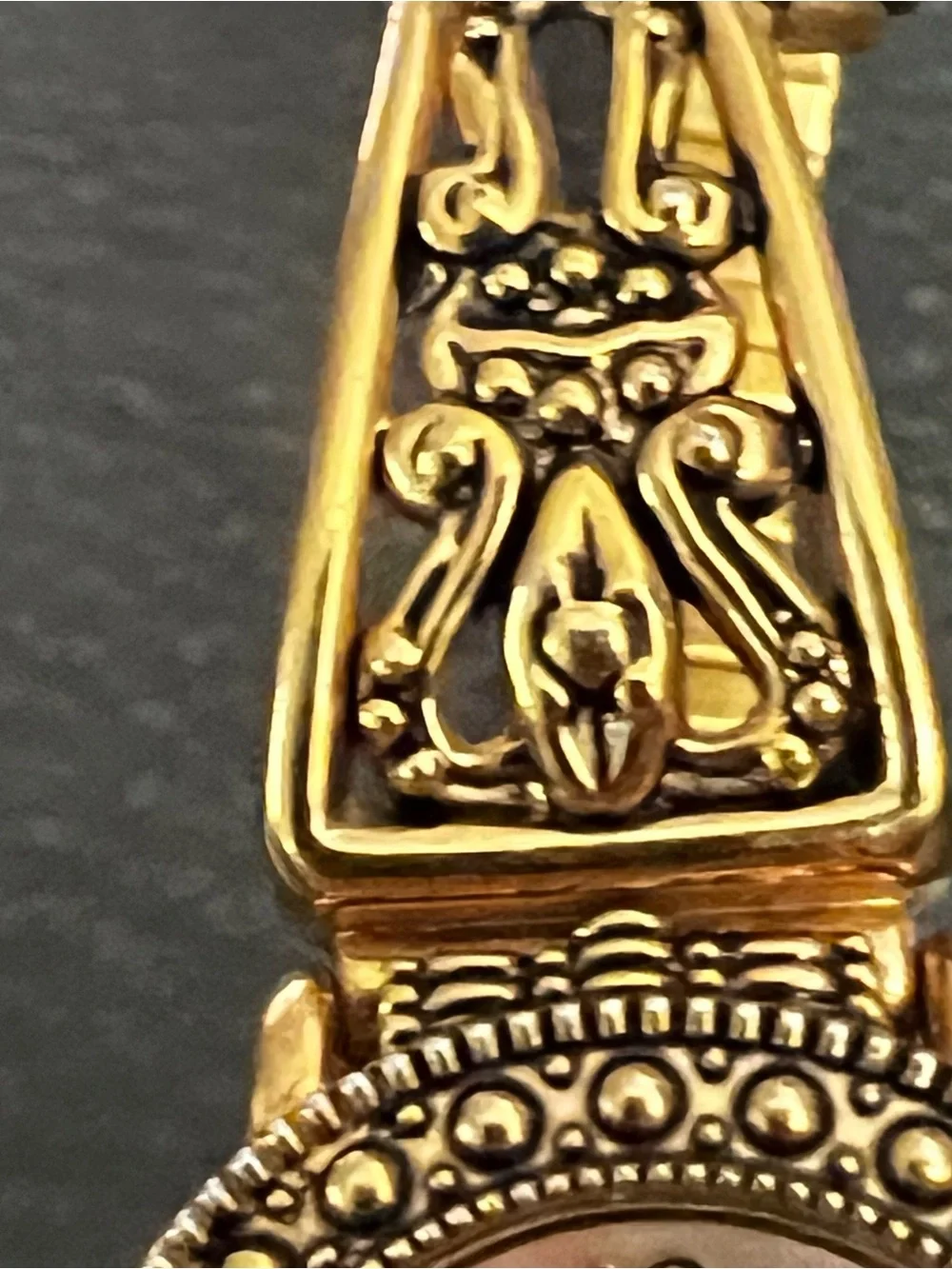 Gold Ornate Women's Bracelet Watch - Decorative Dial VINTAGE